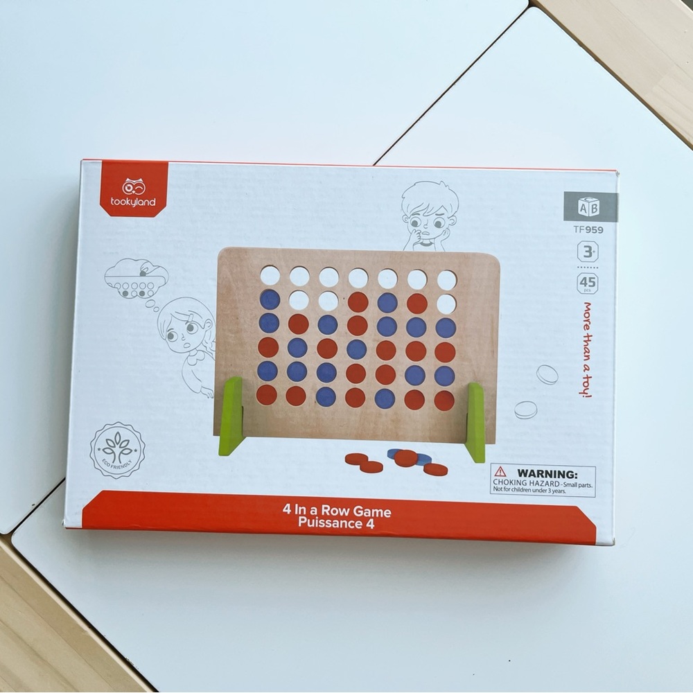 Tookyland Wooden 4 in a Row Game - Kids Toys